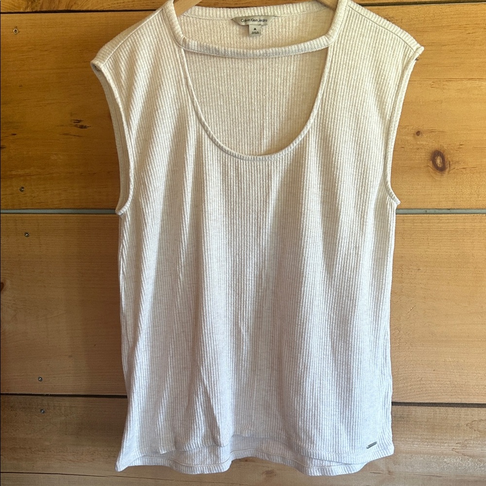Calvin Klein Jeans White Ribbed Muscle Tee